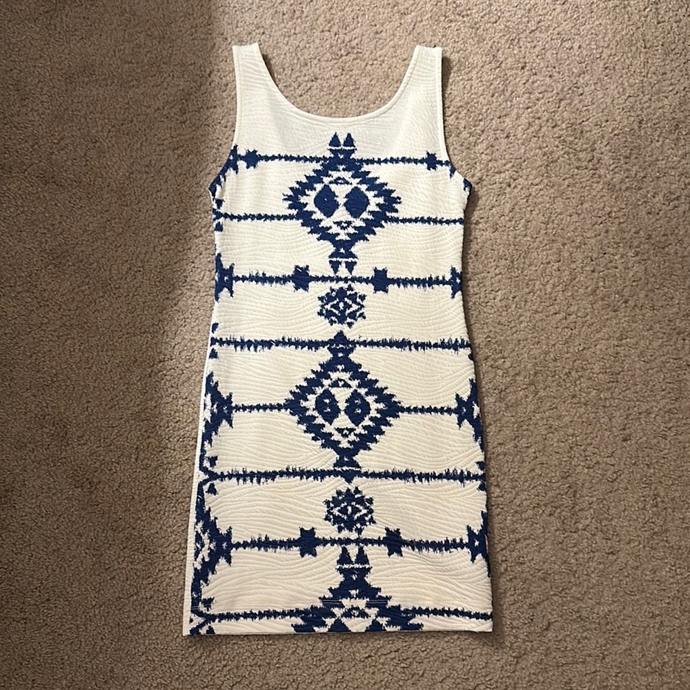 Blue and white dress